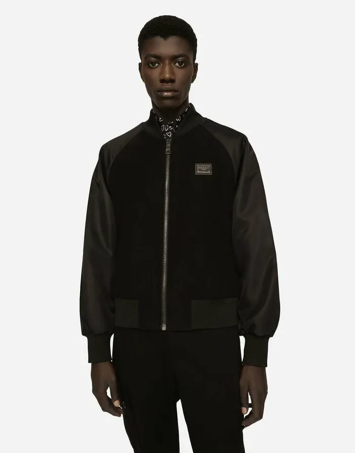 Dolce and Gabbana Coats And Jackets Men Nylon And Wool Jacket With Branded Tag Black Dolce and Gabbana Coats And Jackets Men Nylon And Wool Jacket With Branded Tag Black