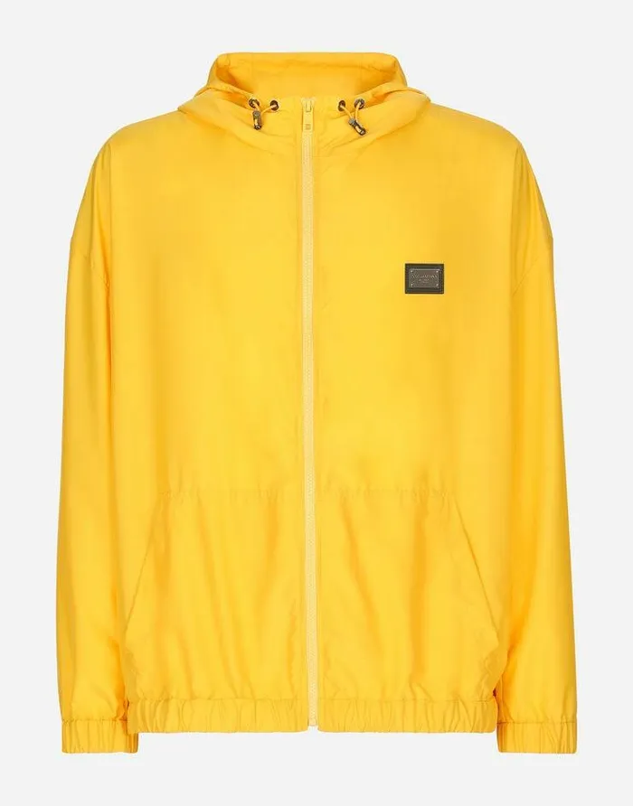 Dolce and Gabbana Coats And Jackets Men Nylon Jacket With Hood And Branded Tag Yellow Dolce and Gabbana Coats And Jackets Men Nylon Jacket With Hood And Branded Tag Yellow