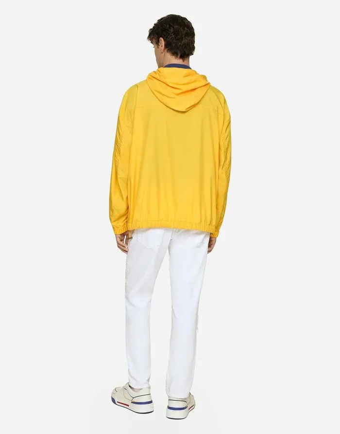 Dolce and Gabbana Coats And Jackets Men Nylon Jacket With Hood And Branded Tag Yellow Dolce and Gabbana Coats And Jackets Men Nylon Jacket With Hood And Branded Tag Yellow