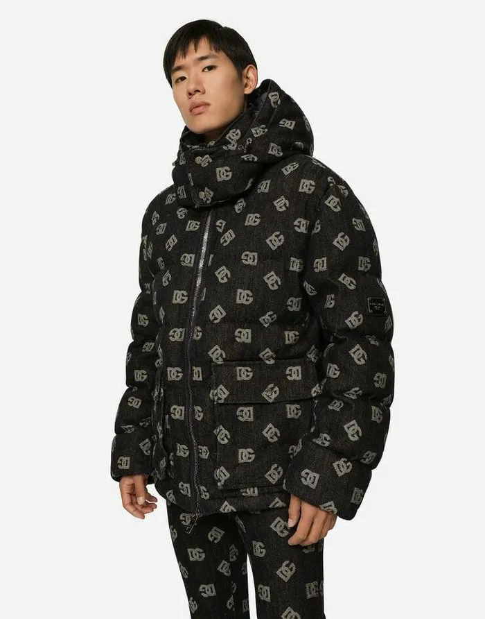 Dolce and Gabbana Coats And Jackets Men Quilted Jacquard Jacket With DG Monogram Design Blue Dolce and Gabbana Coats And Jackets Men Quilted Jacquard Jacket With DG Monogram Design Blue