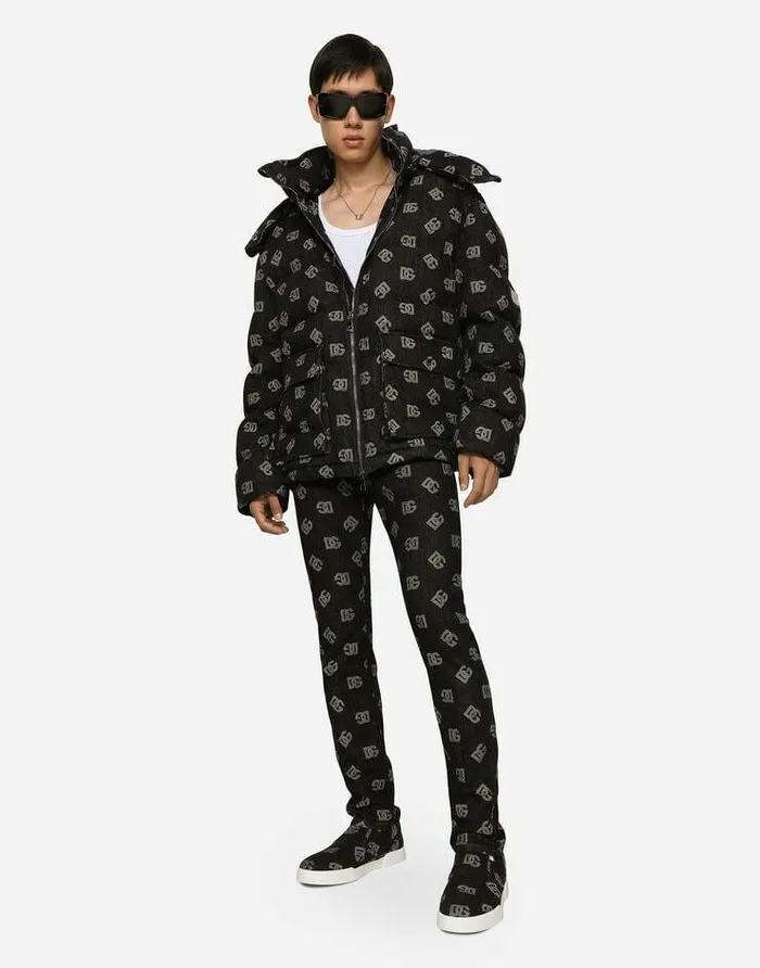 Dolce and Gabbana Coats And Jackets Men Quilted Jacquard Jacket With DG Monogram Design Blue Dolce and Gabbana Coats And Jackets Men Quilted Jacquard Jacket With DG Monogram Design Blue