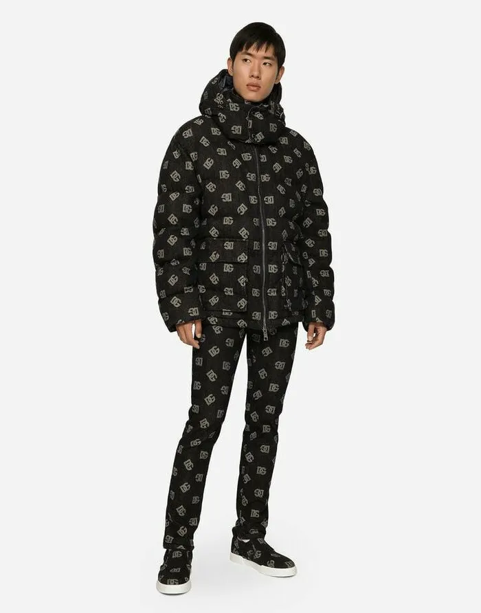 Dolce and Gabbana Coats And Jackets Men Quilted Jacquard Jacket With DG Monogram Design Blue Dolce and Gabbana Coats And Jackets Men Quilted Jacquard Jacket With DG Monogram Design Blue