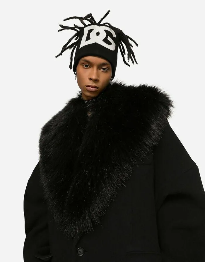 Dolce and Gabbana Coats And Jackets Men Wool Coat With Faux Fur Collar Black Dolce and Gabbana Coats And Jackets Men Wool Coat With Faux Fur Collar Black
