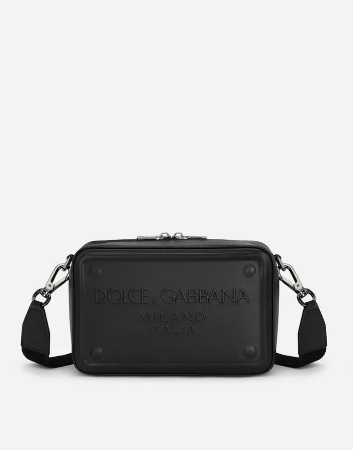Dolce and Gabbana Crossbody Bags Men Calfskin Crossbody Bag With Raised Logo Black Dolce and Gabbana Crossbody Bags Men Calfskin Crossbody Bag With Raised Logo Black