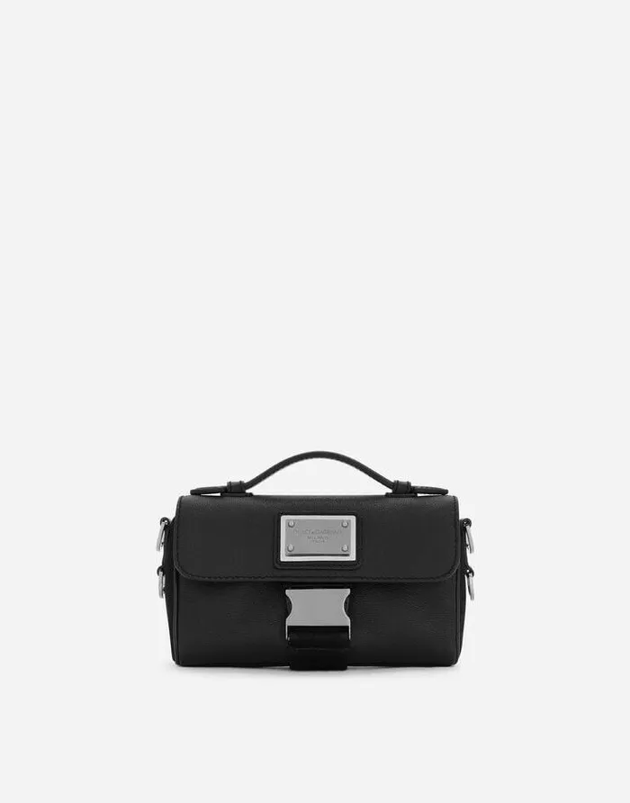 Dolce and Gabbana Crossbody Bags Men Grainy Calfskin And Nylon Crossbody Bag Black Dolce and Gabbana Crossbody Bags Men Grainy Calfskin And Nylon Crossbody Bag Black