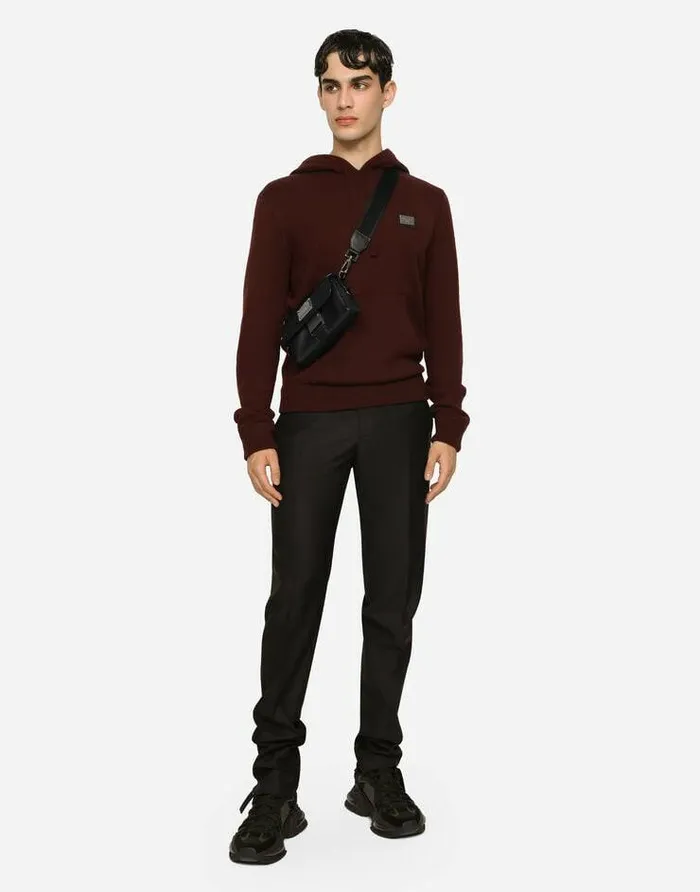 Dolce and Gabbana Crossbody Bags Men Grainy Calfskin And Nylon Crossbody Bag Black