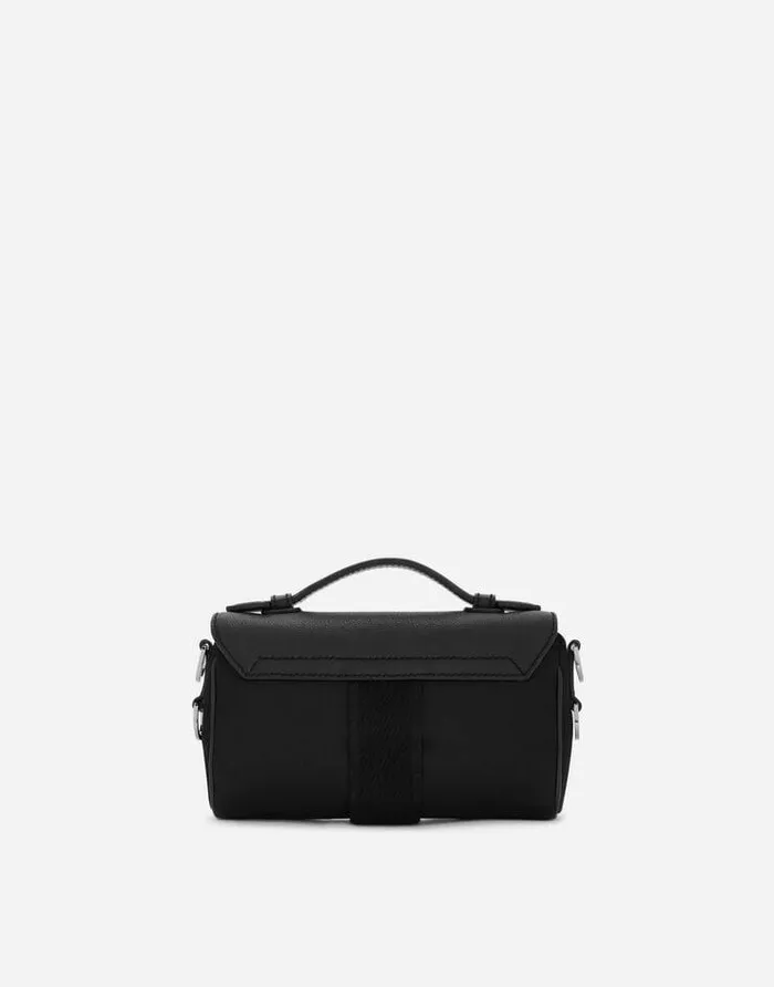 Dolce and Gabbana Crossbody Bags Men Grainy Calfskin And Nylon Crossbody Bag Black