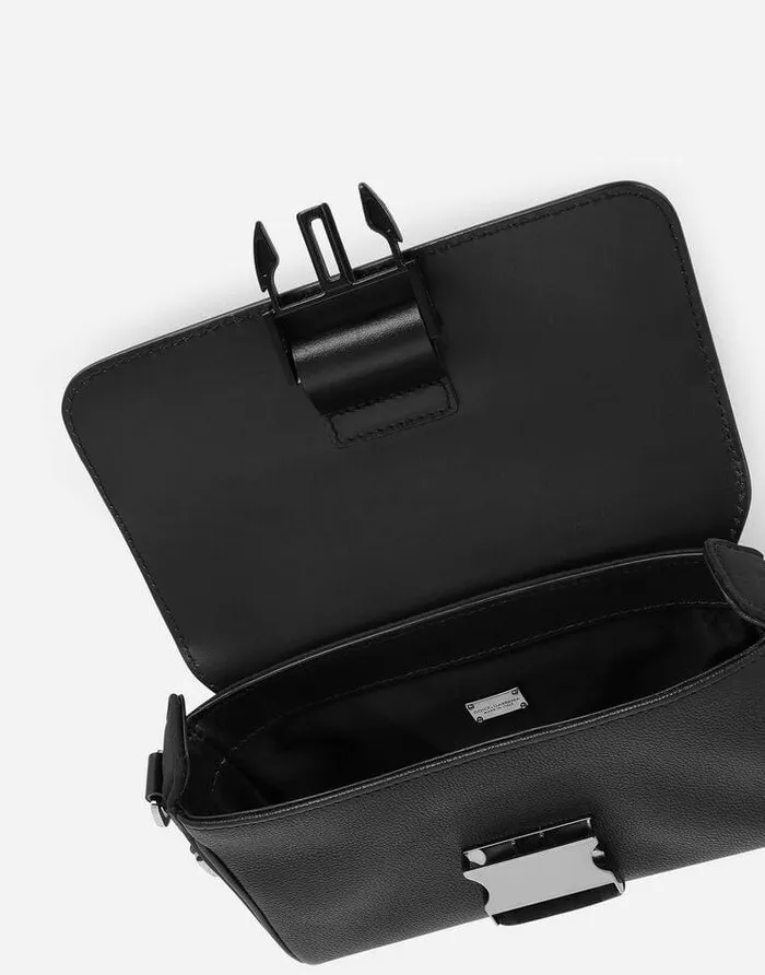 Dolce and Gabbana Crossbody Bags Men Grainy Calfskin And Nylon Crossbody Bag Black