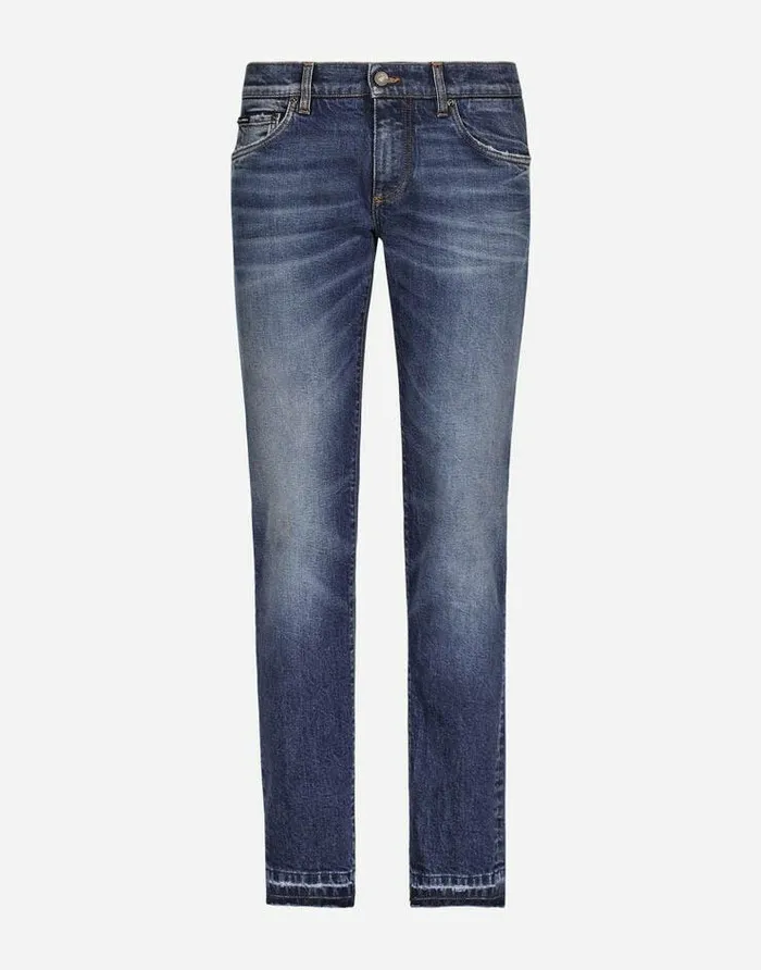 Dolce and Gabbana Denim Men Washed Skinny Fit Stretch Denim Jeans Multicolor