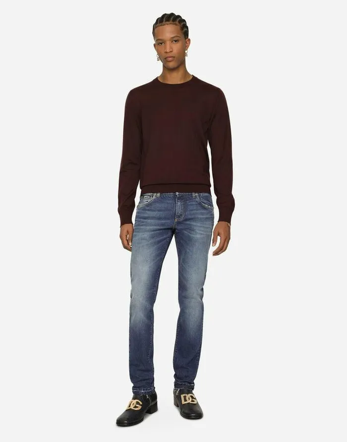 Dolce and Gabbana Denim Men Washed Skinny Fit Stretch Denim Jeans Multicolor Dolce and Gabbana Denim Men Washed Skinny Fit Stretch Denim Jeans Multicolor