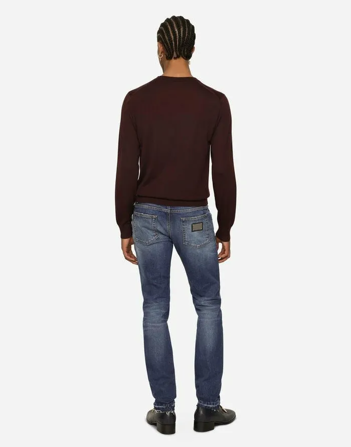 Dolce and Gabbana Denim Men Washed Skinny Fit Stretch Denim Jeans Multicolor Dolce and Gabbana Denim Men Washed Skinny Fit Stretch Denim Jeans Multicolor