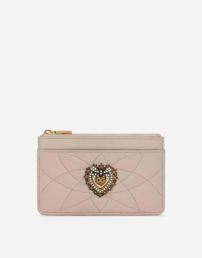 Dolce and Gabbana Devotion Women Medium Devotion Card Holder In Quilted Nappa Leather Pale Pink Dolce and Gabbana Devotion Women Medium Devotion Card Holder In Quilted Nappa Leather Pale Pink