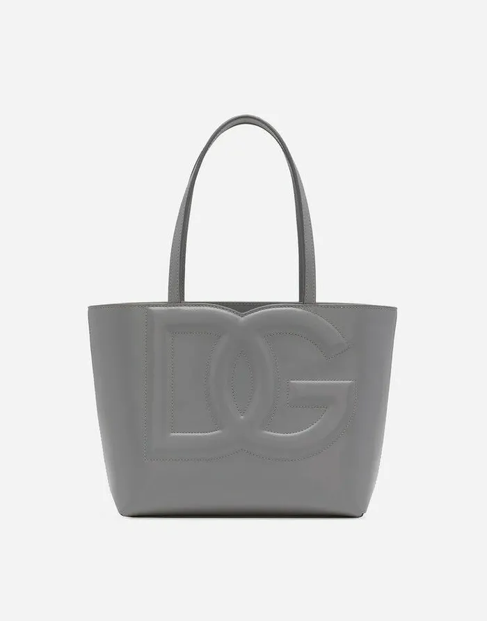 Dolce and Gabbana DG Logo Bag Women Small DG Logo Shopper Grey