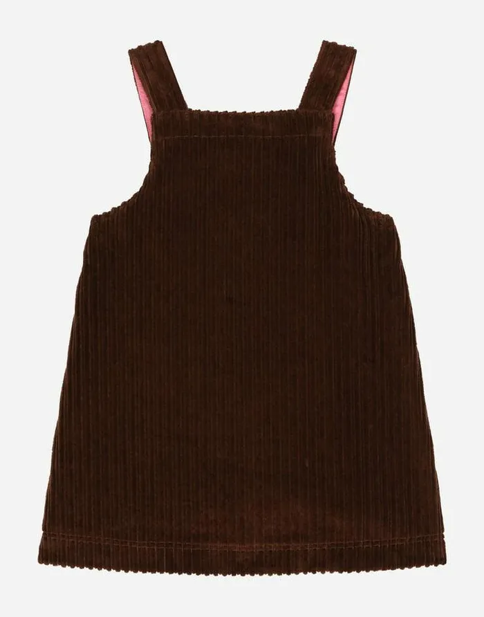 Dolce and Gabbana Dresses Children Sleeveless Corduroy Dress With Embroidery Brown Dolce and Gabbana Dresses Children Sleeveless Corduroy Dress With Embroidery Brown