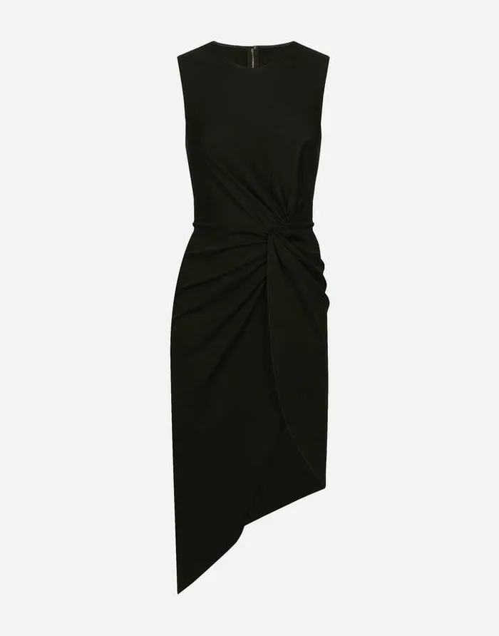 Dolce and Gabbana Dresses Women Calflength Dress In Jersey Milano Rib With Draping Black Dolce and Gabbana Dresses Women Calflength Dress In Jersey Milano Rib With Draping Black