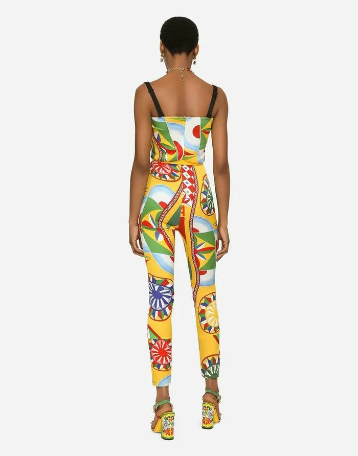 Dolce and Gabbana Dresses Women Carrettoprint Technical Jersey Jumpsuit Red Dolce and Gabbana Dresses Women Carrettoprint Technical Jersey Jumpsuit Red
