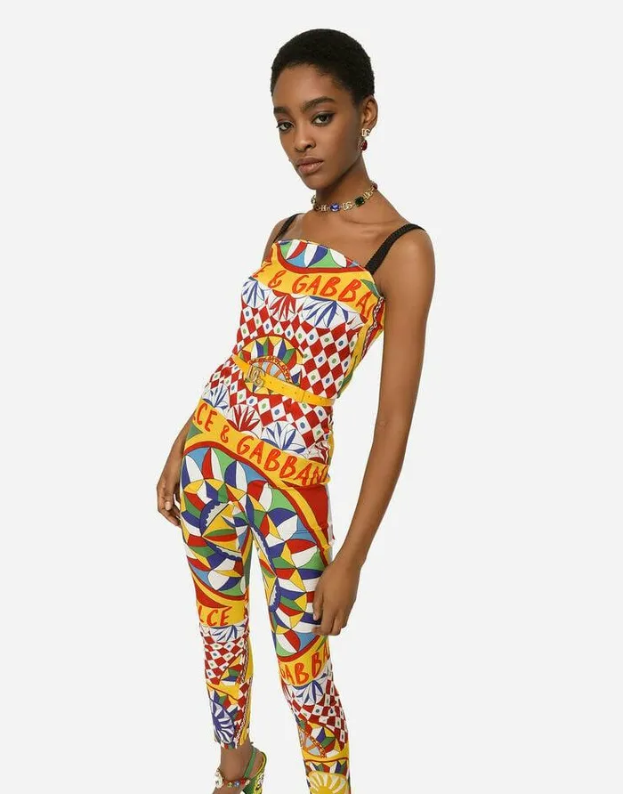 Dolce and Gabbana Dresses Women Carrettoprint Technical Jersey Jumpsuit Red Dolce and Gabbana Dresses Women Carrettoprint Technical Jersey Jumpsuit Red