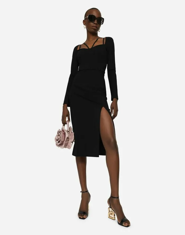 Dolce and Gabbana Dresses Women Stretch Jersey Sheath Dress Black