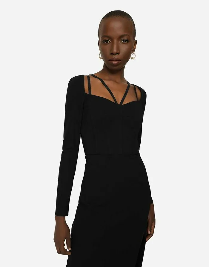 Dolce and Gabbana Dresses Women Stretch Jersey Sheath Dress Black