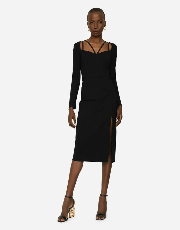 Dolce and Gabbana Dresses Women Stretch Jersey Sheath Dress Black