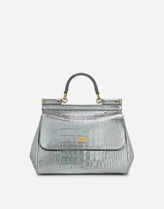 Dolce and Gabbana Handbags Women Large Sicily Handbag Silver