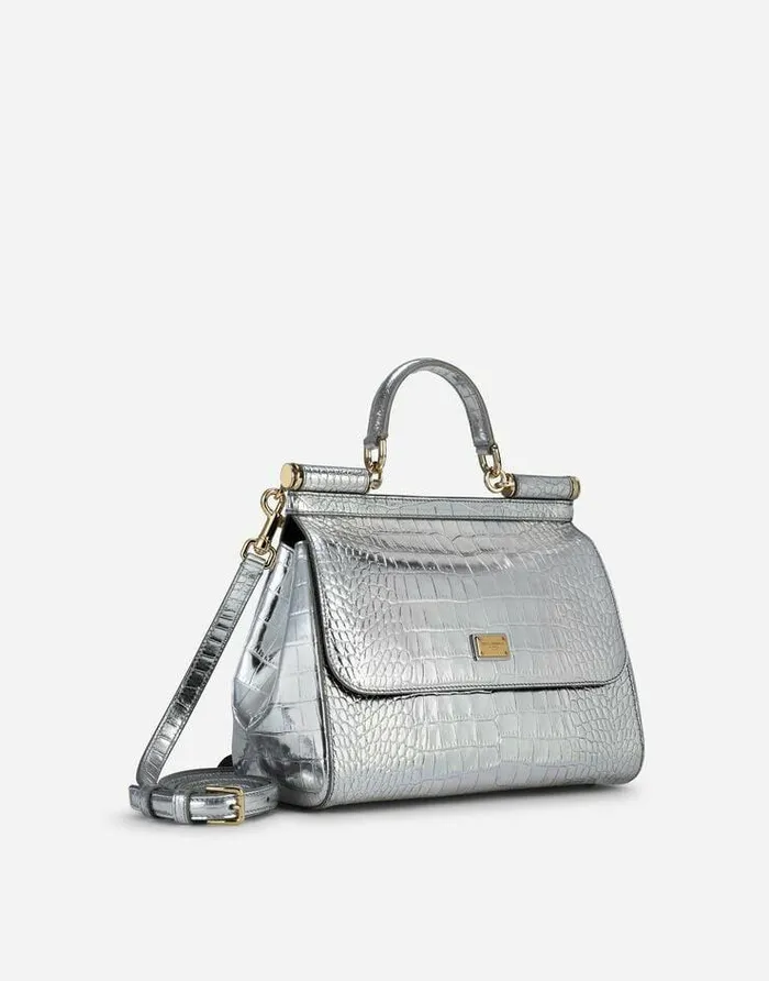 Dolce and Gabbana Handbags Women Large Sicily Handbag Silver