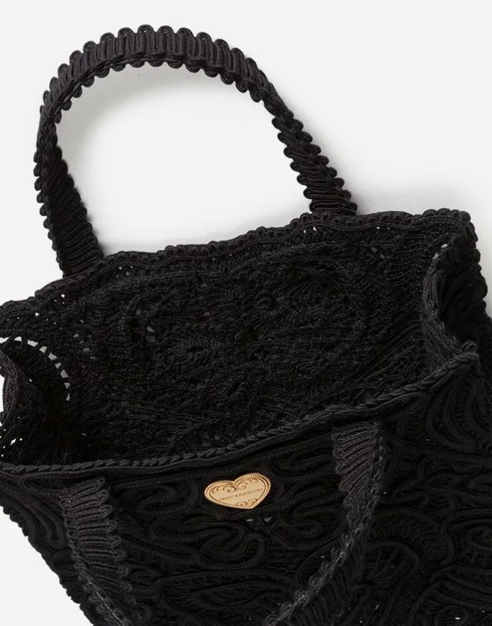 Dolce and Gabbana Handbags Women Small Cordonetto Lace Shopper Black