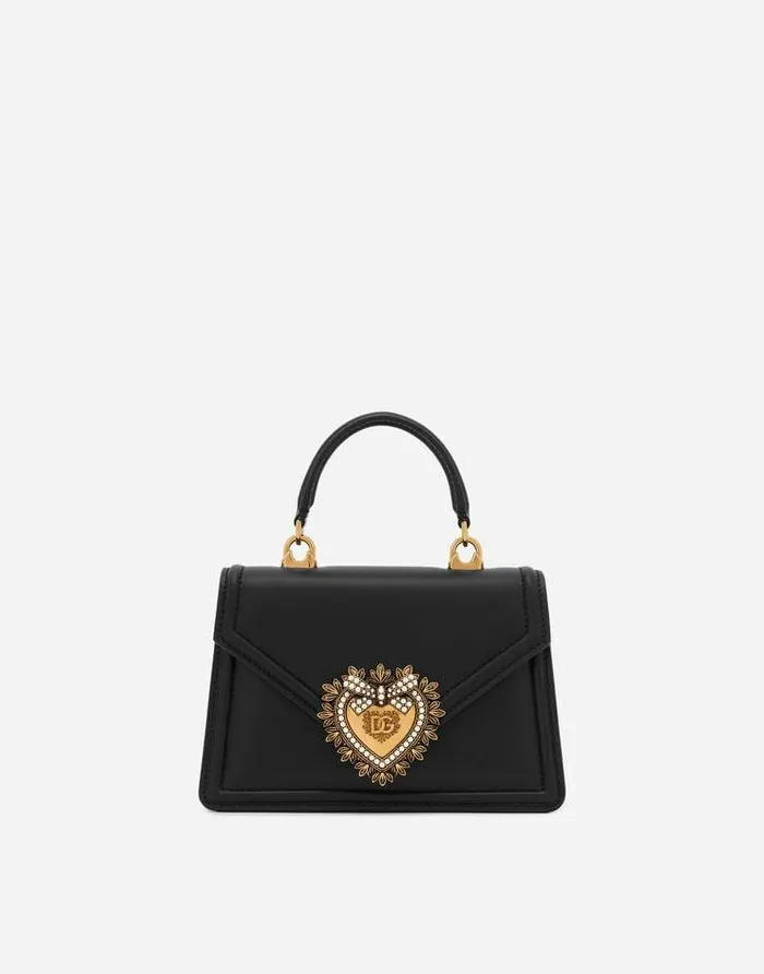 Dolce and Gabbana Handbags Women Small Smooth Calfskin Devotion Bag Black