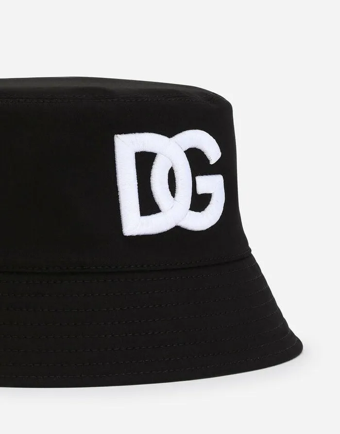 Dolce and Gabbana Hats And Gloves Men Cotton Bucket Hat With DG Embroidery Black Dolce and Gabbana Hats And Gloves Men Cotton Bucket Hat With DG Embroidery Black