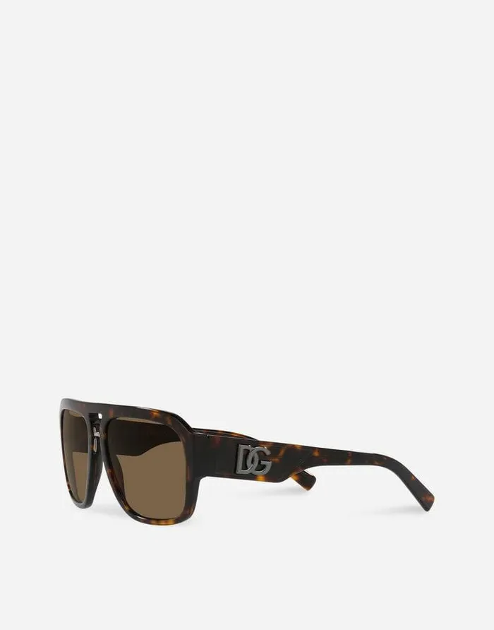 Dolce and Gabbana Icons Men DG Crossed Sunglasses Havana