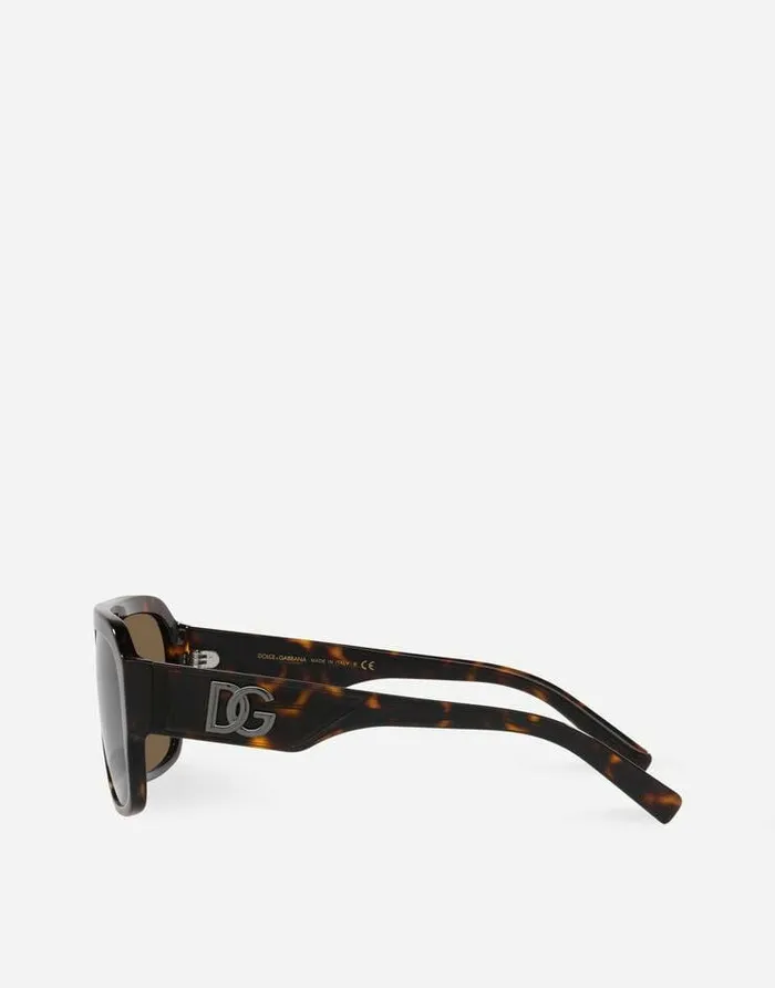 Dolce and Gabbana Icons Men DG Crossed Sunglasses Havana