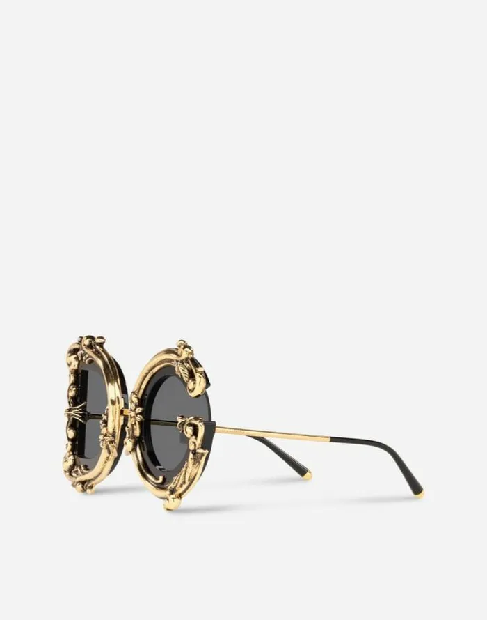 Dolce and Gabbana Icons Women DG Baroque Sunglasses Black And Gold Dolce and Gabbana Icons Women DG Baroque Sunglasses Black And Gold