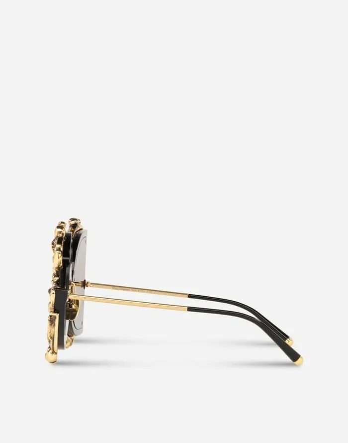 Dolce and Gabbana Icons Women DG Baroque Sunglasses Black And Gold Dolce and Gabbana Icons Women DG Baroque Sunglasses Black And Gold