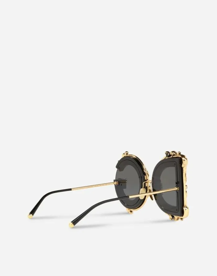 Dolce and Gabbana Icons Women DG Baroque Sunglasses Black And Gold Dolce and Gabbana Icons Women DG Baroque Sunglasses Black And Gold