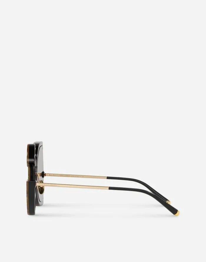 Dolce and Gabbana Icons Women DG Leo Sunglasses Shiny Gold And Leo Gold Glitter Print Dolce and Gabbana Icons Women DG Leo Sunglasses Shiny Gold And Leo Gold Glitter Print