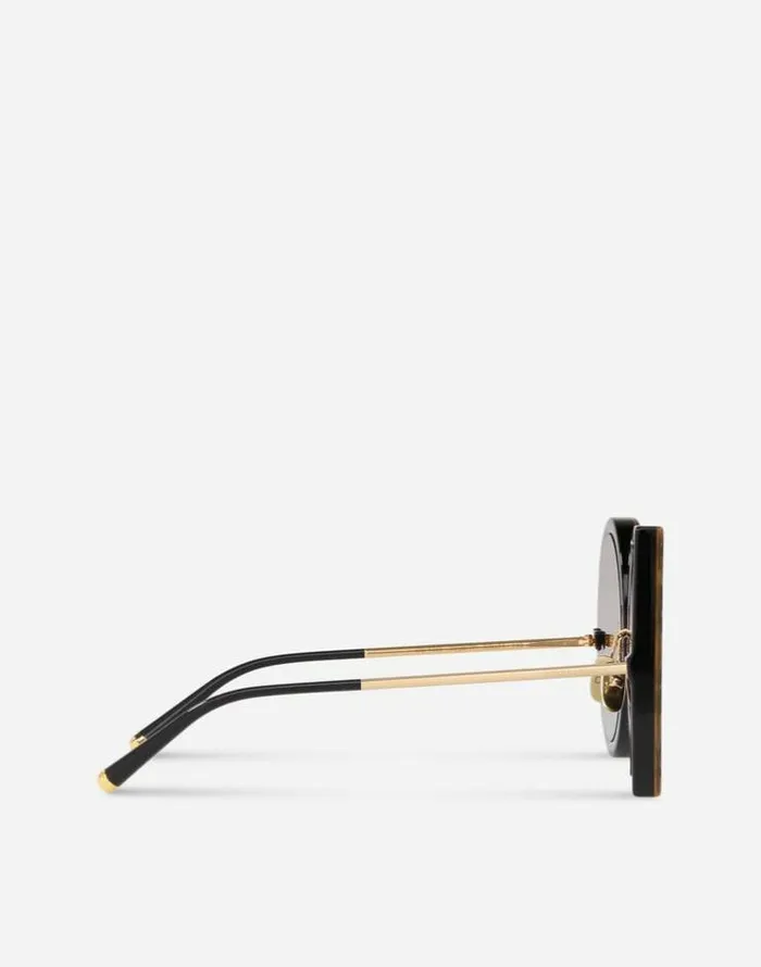 Dolce and Gabbana Icons Women DG Leo Sunglasses Shiny Gold And Leo Gold Glitter Print Dolce and Gabbana Icons Women DG Leo Sunglasses Shiny Gold And Leo Gold Glitter Print