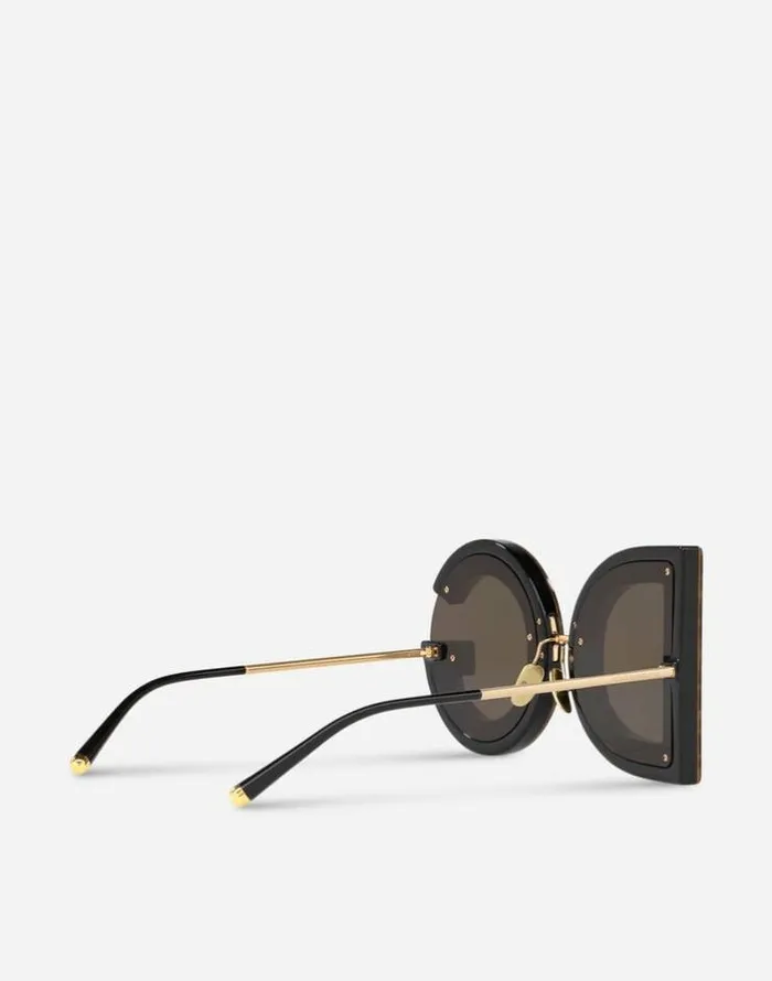 Dolce and Gabbana Icons Women DG Leo Sunglasses Shiny Gold And Leo Gold Glitter Print Dolce and Gabbana Icons Women DG Leo Sunglasses Shiny Gold And Leo Gold Glitter Print