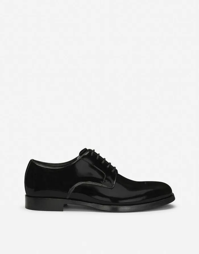 Dolce and Gabbana LaceUps Men Polished Calfskin Derby Shoes Black