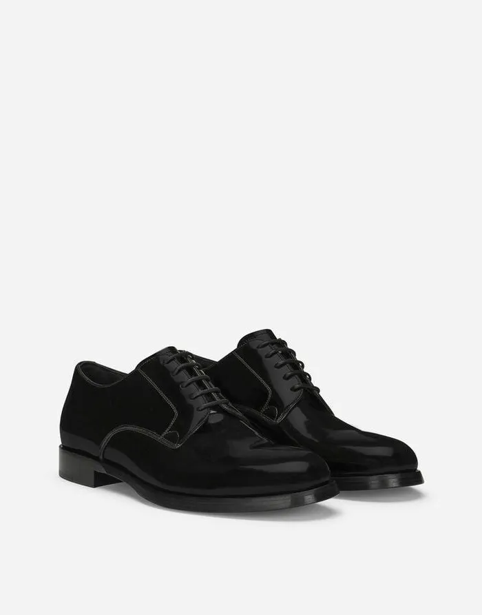 Dolce and Gabbana LaceUps Men Polished Calfskin Derby Shoes Black Dolce and Gabbana LaceUps Men Polished Calfskin Derby Shoes Black