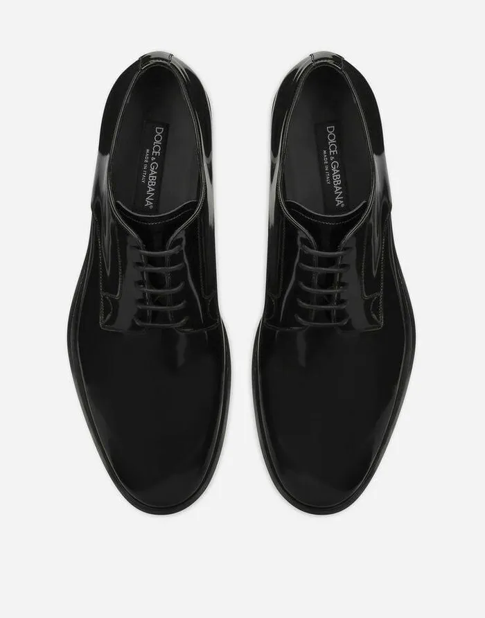 Dolce and Gabbana LaceUps Men Polished Calfskin Derby Shoes Black Dolce and Gabbana LaceUps Men Polished Calfskin Derby Shoes Black