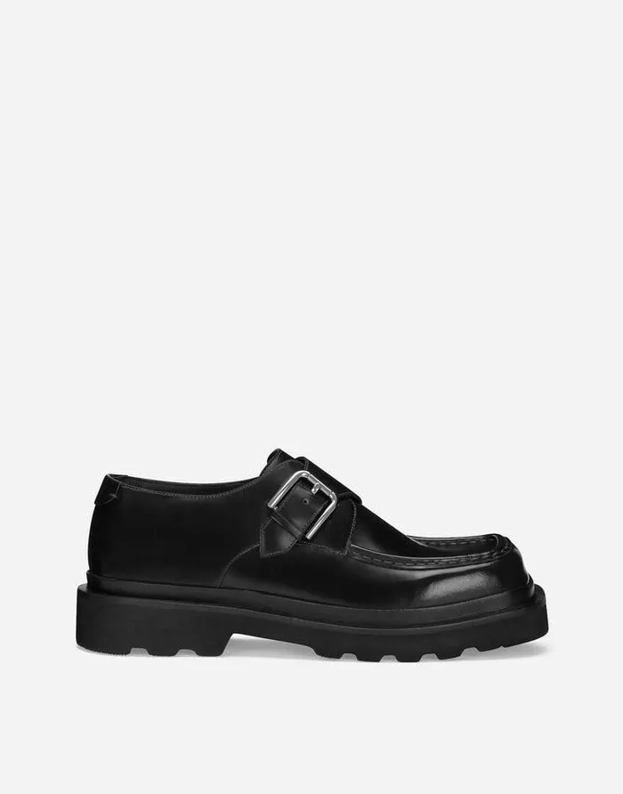 Dolce and Gabbana Loafers And Moccasins Men Calfskin Monkstrap Shoes Black