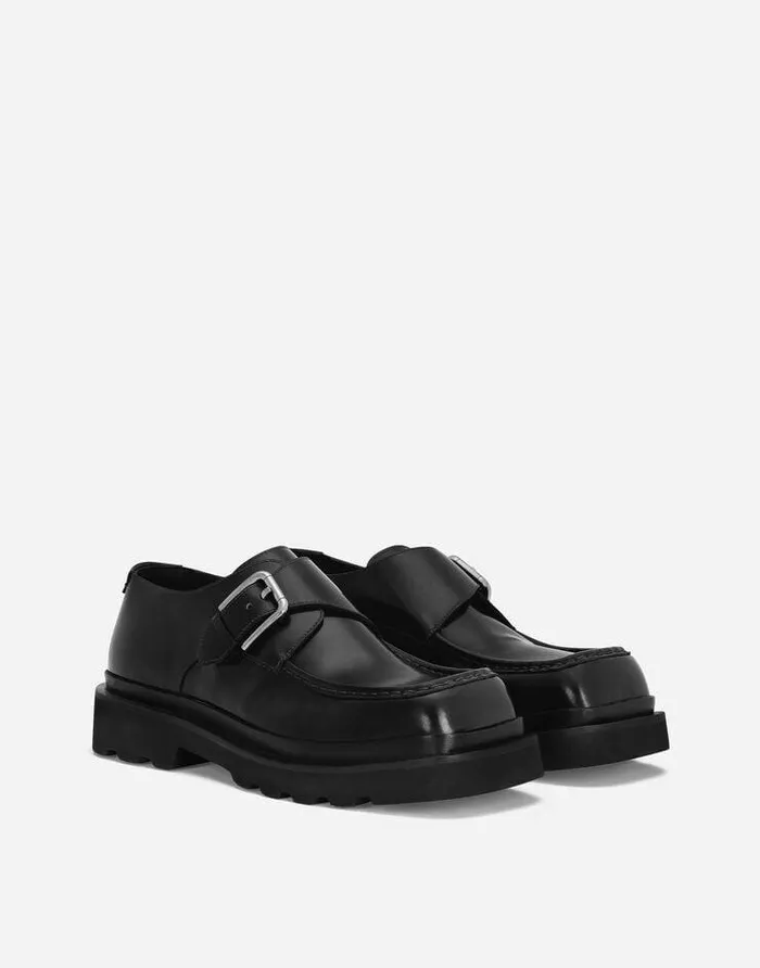 Dolce and Gabbana Loafers And Moccasins Men Calfskin Monkstrap Shoes Black Dolce and Gabbana Loafers And Moccasins Men Calfskin Monkstrap Shoes Black