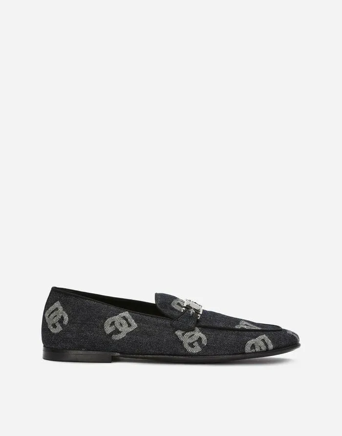 Dolce and Gabbana Loafers And Moccasins Men Denim Loafers With Logo Blue