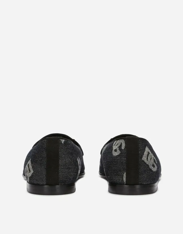 Dolce and Gabbana Loafers And Moccasins Men Denim Loafers With Logo Blue Dolce and Gabbana Loafers And Moccasins Men Denim Loafers With Logo Blue