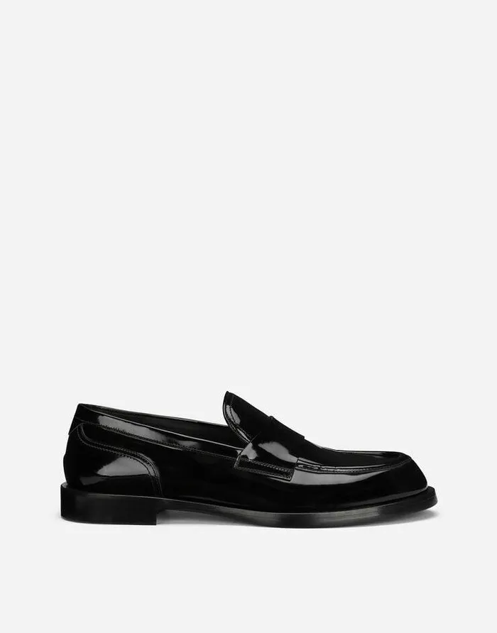 Dolce and Gabbana Loafers And Moccasins Men Polished Calfskin Loafers Black