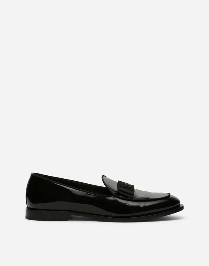 Dolce and Gabbana Loafers And Moccasins Men Polished Calfskin Slippers Black