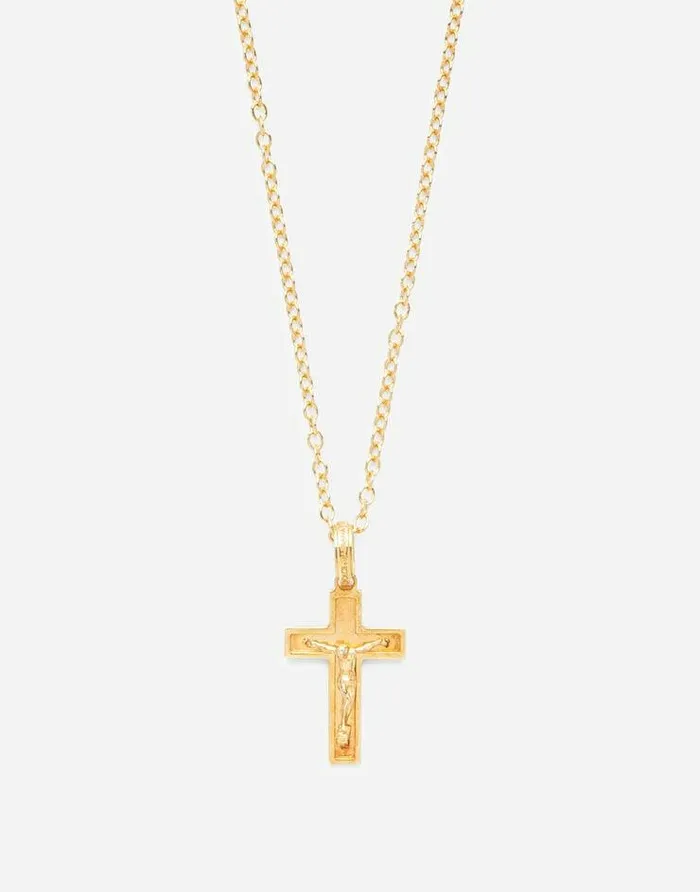 Dolce and Gabbana Necklaces Men Cross Pendant On Yellow Gold Chain Gold Dolce and Gabbana Necklaces Men Cross Pendant On Yellow Gold Chain Gold