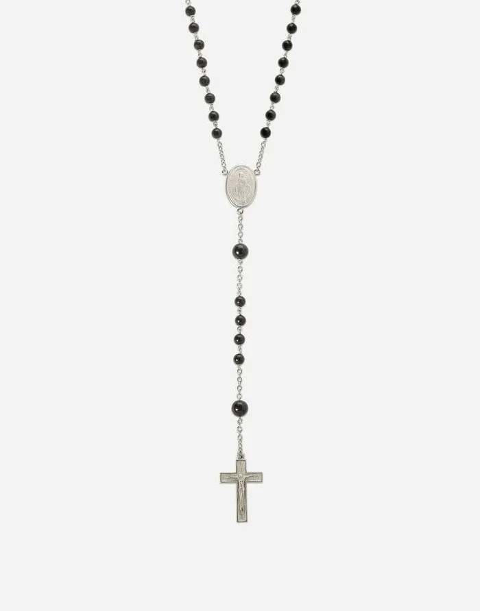 Dolce and Gabbana Necklaces Men White Gold Rosary Necklace Goldblack Dolce and Gabbana Necklaces Men White Gold Rosary Necklace Goldblack