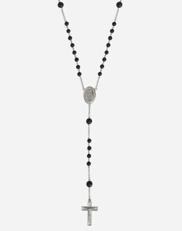 Dolce and Gabbana Necklaces Men White Gold Rosary Necklace Goldblack Dolce and Gabbana Necklaces Men White Gold Rosary Necklace Goldblack