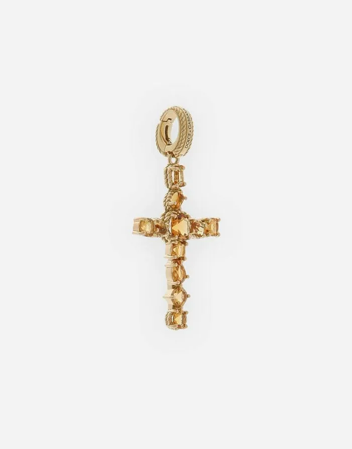 Dolce and Gabbana Necklaces Women Anna Charm In Yellow Gold 18kt With Citrines Quartzes Gold Dolce and Gabbana Necklaces Women Anna Charm In Yellow Gold 18kt With Citrines Quartzes Gold